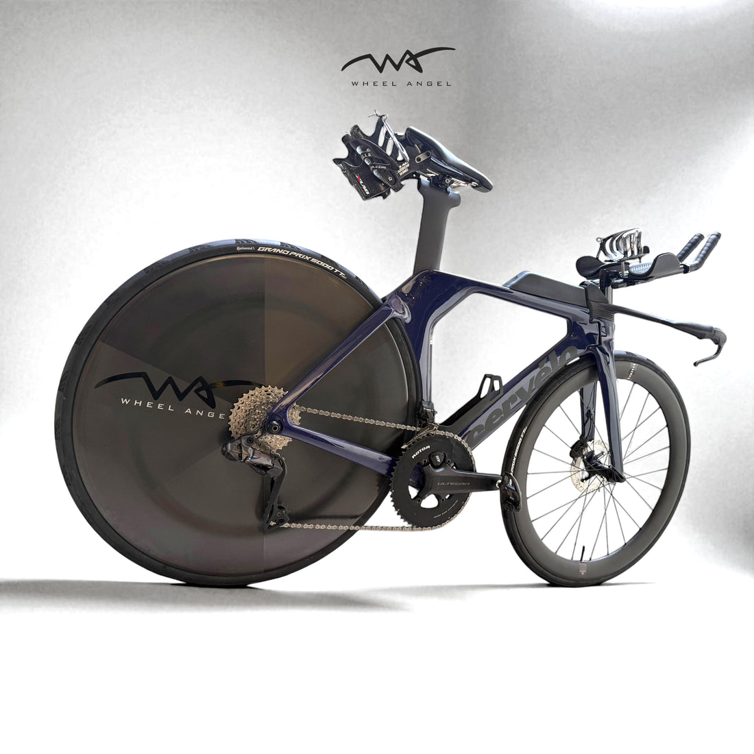 Cervelo P5 triathlon bike with Wheel Angel SL2.0 carbon disc wheel