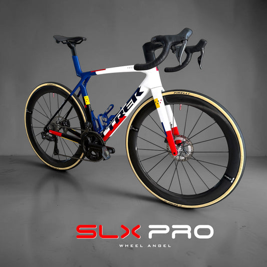 Trek Madone Project One road bike upgraded with Wheel Angel SLX PRO 52 carbon wheelset and Pirelli P Zero tires.
