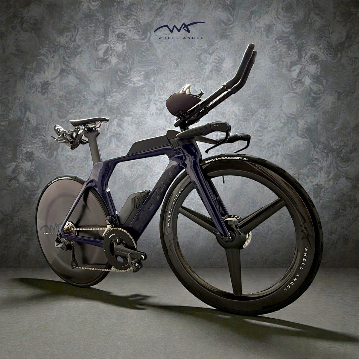 Aerodynamic Wheel Angel triathlon carbon front tri-spoke wheel
